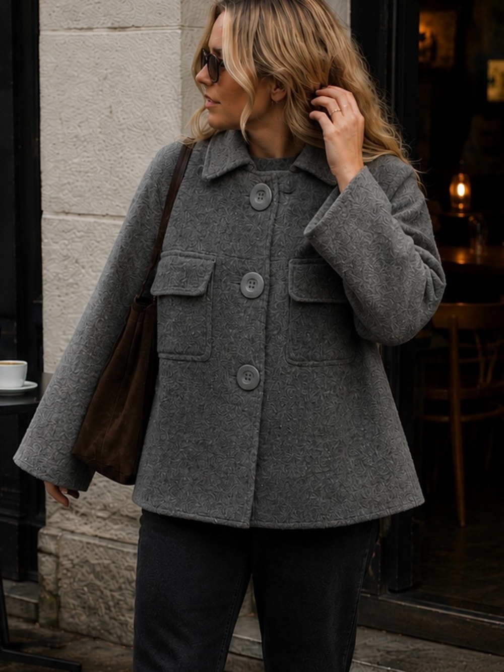 Boiled Wool Swing Jacket Grey